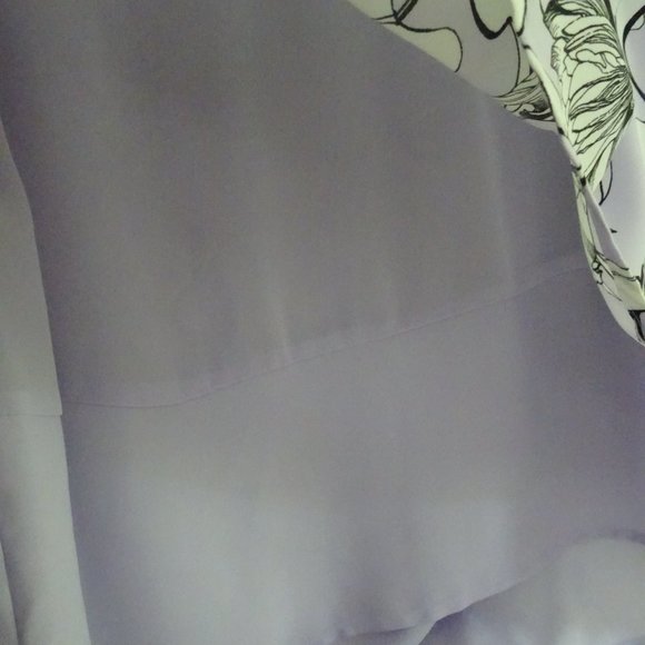 Apt. 9 Size M Lavender/Black Floral Long Sleeve Blouse-Lined-100% Polyester - Picture 4 of 9